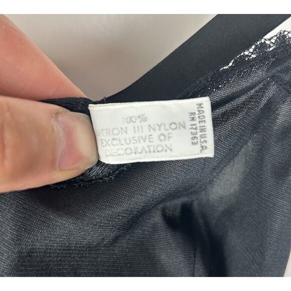 Komar Black Nylon Vintage USA Lace Detail Midi/Maxi Slip Dress Women’s Size 34 - Picture 6 of 7